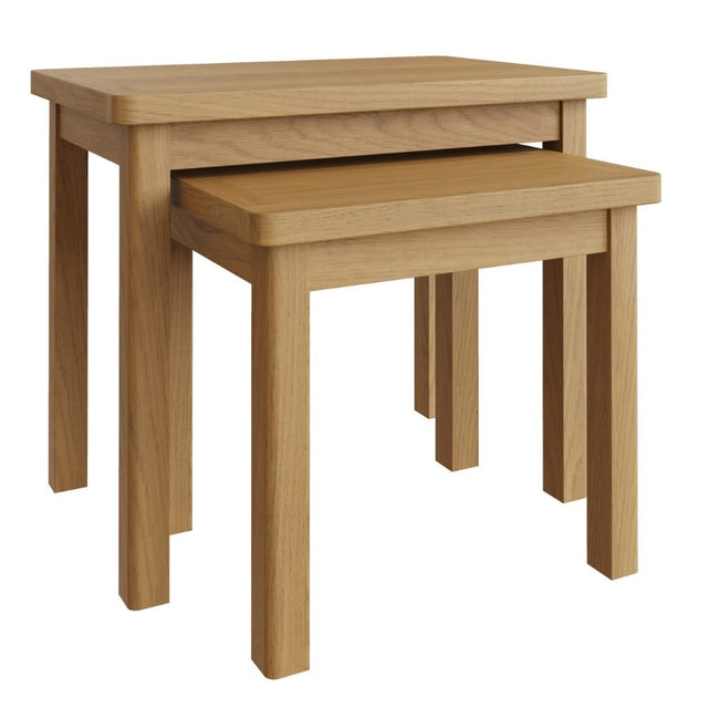 Maxwell Modern Oak Wood Square Nesting Side Tables Set of 2