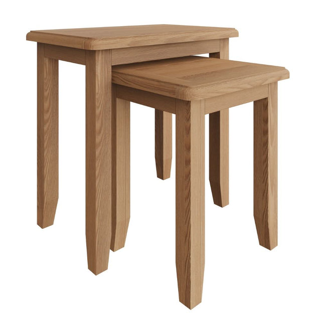 Jameson Rustic Oak Wood Square Nesting Side Tables Set of 2