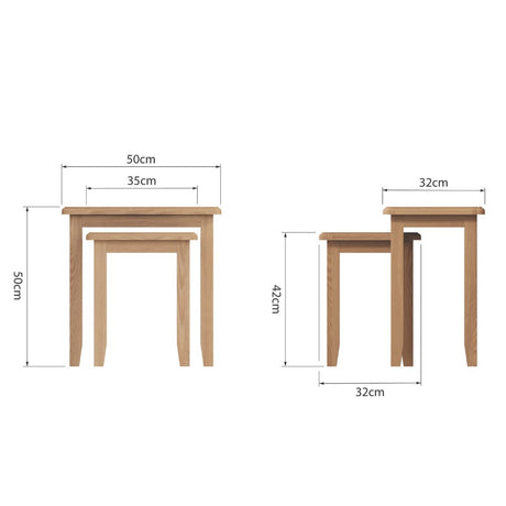 Jameson Rustic Oak Wood Square Nesting Side Tables Set of 2