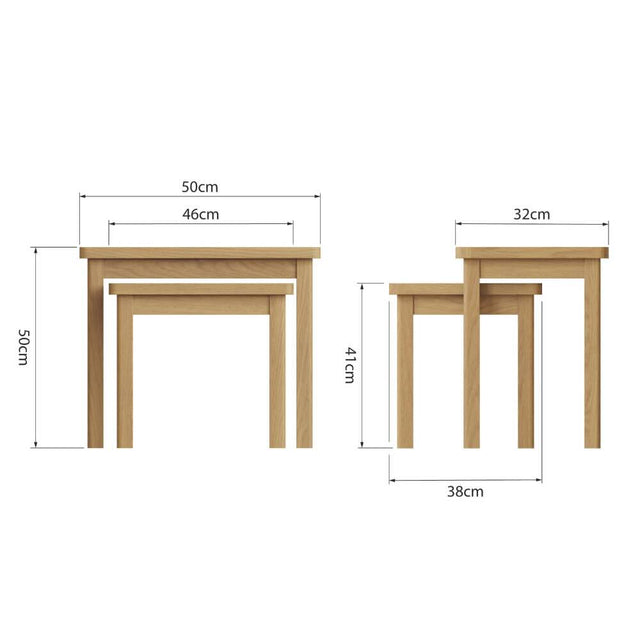 Maxwell Modern Oak Wood Square Nesting Side Tables Set of 2