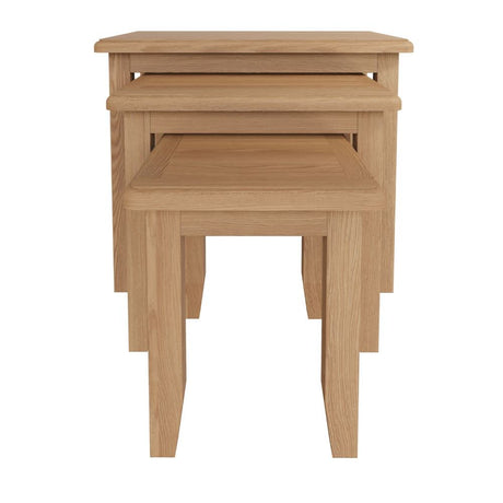 Jameson Rustic Oak Wood Square Nesting Side Tables Set of 3