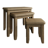 Nathan Rustic Oak Wood Square Nesting Side Tables Set of 3