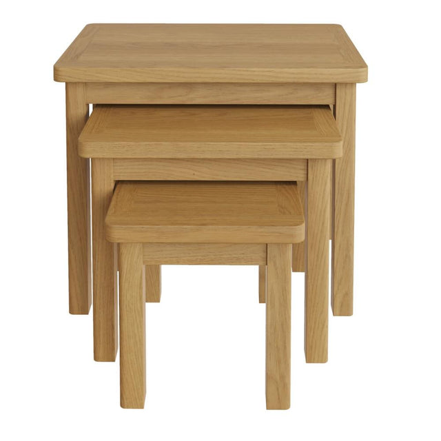 Maxwell Modern Oak Wood Square Nesting Side Tables Set of 3