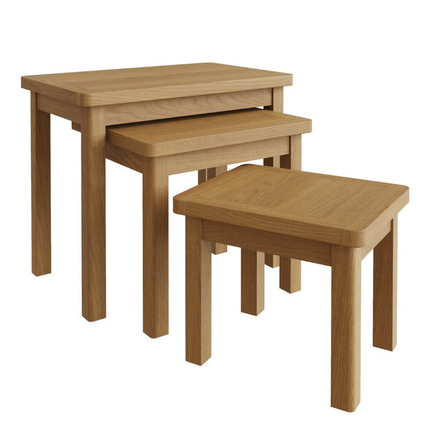 Maxwell Modern Oak Wood Square Nesting Side Tables Set of 3