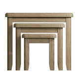 Nathan Rustic Oak Wood Square Nesting Side Tables Set of 3