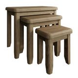 Nathan Rustic Oak Wood Square Nesting Side Tables Set of 3