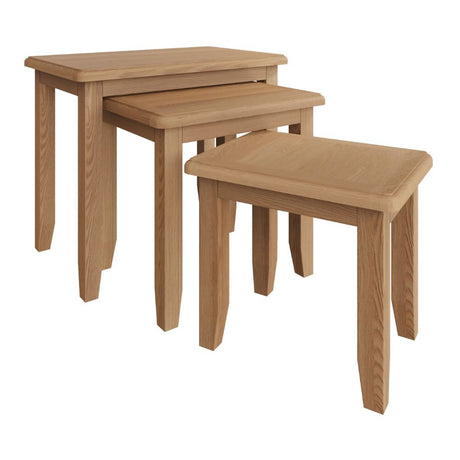 Jameson Rustic Oak Wood Square Nesting Side Tables Set of 3