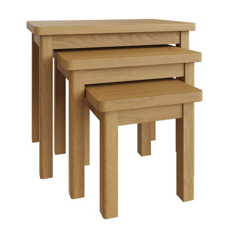 Maxwell Modern Oak Wood Square Nesting Side Tables Set of 3