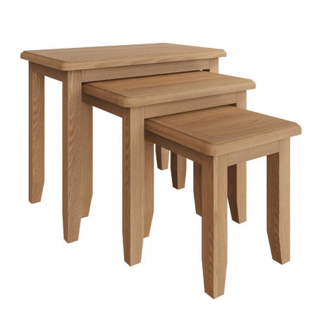 Jameson Rustic Oak Wood Square Nesting Side Tables Set of 3