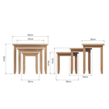 Jameson Rustic Oak Wood Square Nesting Side Tables Set of 3