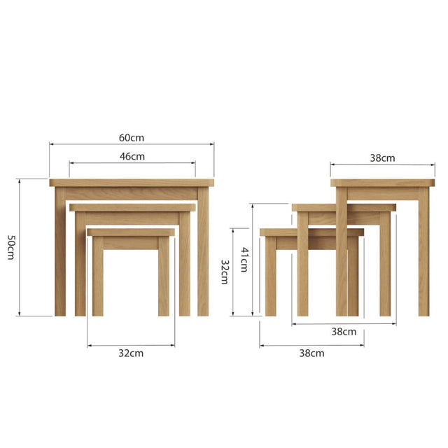 Maxwell Modern Oak Wood Square Nesting Side Tables Set of 3