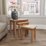 Jameson Rustic Oak Wood Square Nesting Side Tables Set of 3