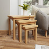 Maxwell Modern Oak Wood Square Nesting Side Tables Set of 3