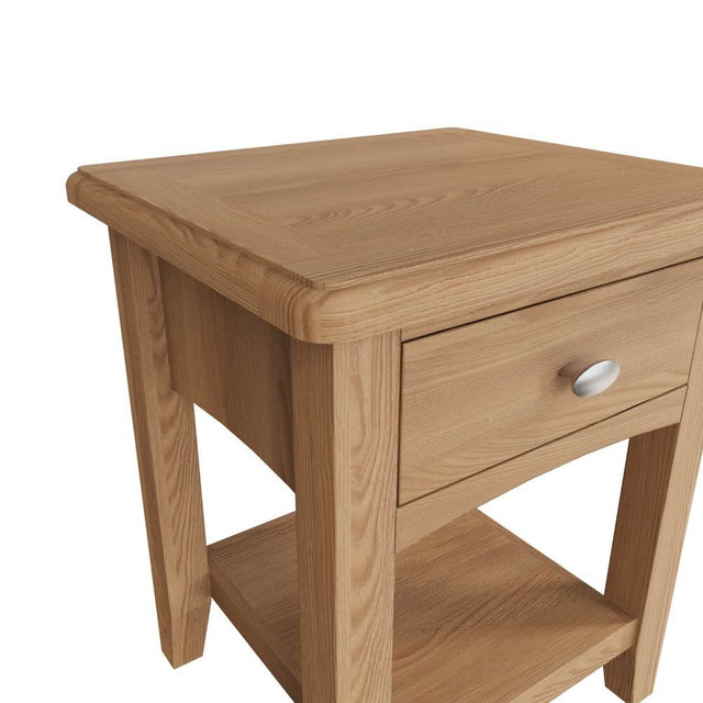 Jameson Rustic Oak Wood Square Side Table With Drawer