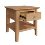 Monroe Modern Scandinavian Style Oak Wood Side Table With Drawer