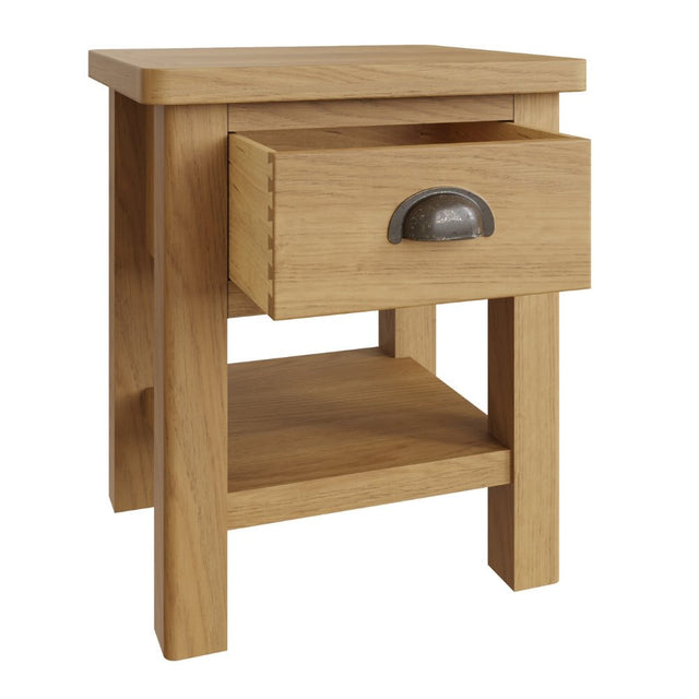 Maxwell Modern Oak Wood Square Side Table With Drawer