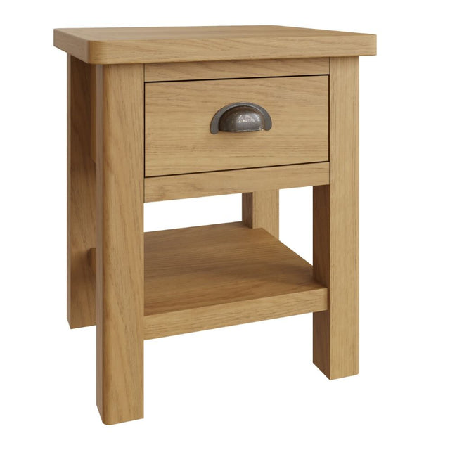 Maxwell Modern Oak Wood Square Side Table With Drawer