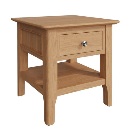 Monroe Modern Scandinavian Style Oak Wood Side Table With Drawer