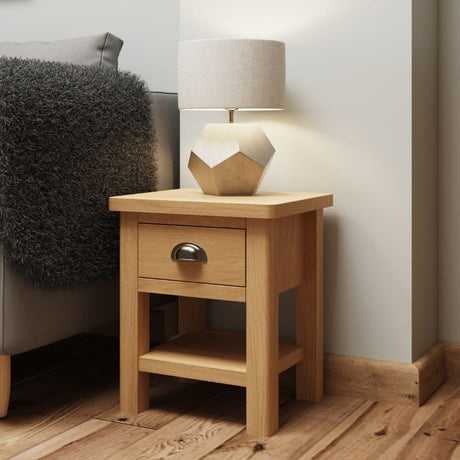 Maxwell Modern Oak Wood Square Side Table With Drawer