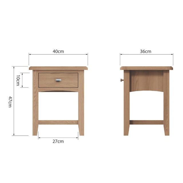 Jameson Rustic Oak Wood Square Side Table With Drawer