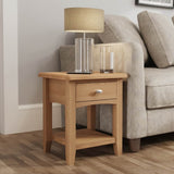 Jameson Rustic Oak Wood Square Side Table With Drawer