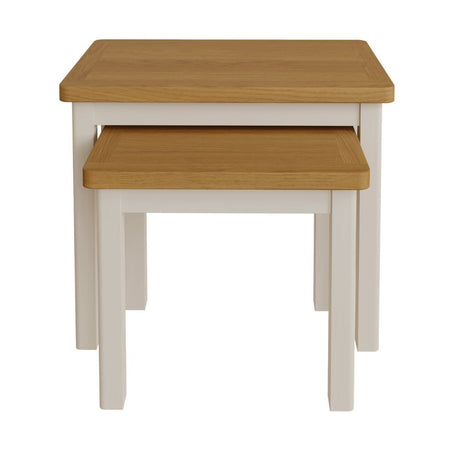 Oliver Modern Oak Wood White Nesting Side Tables Set of 2