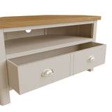 Oliver Classic Oak Wood White Corner TV Stand With Storage