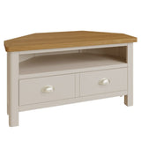 Oliver Classic Oak Wood White Corner TV Stand With Storage