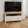 Oliver Classic Oak Wood White Corner TV Stand With Storage