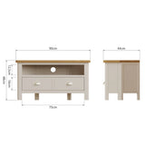 Oliver Classic Oak Wood White Corner TV Stand With Storage