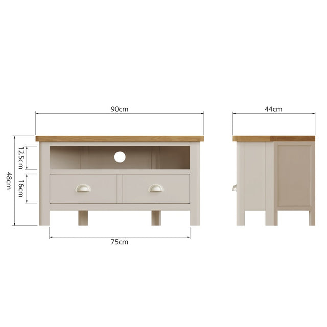 Oliver Classic Oak Wood White Corner TV Stand With Storage