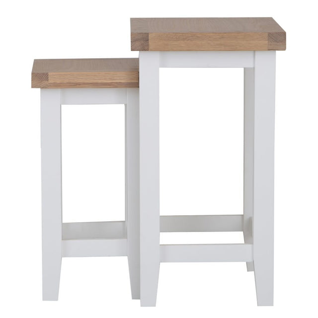 Alexandra Modern Oak Wood Nesting Side Tables Set of 2