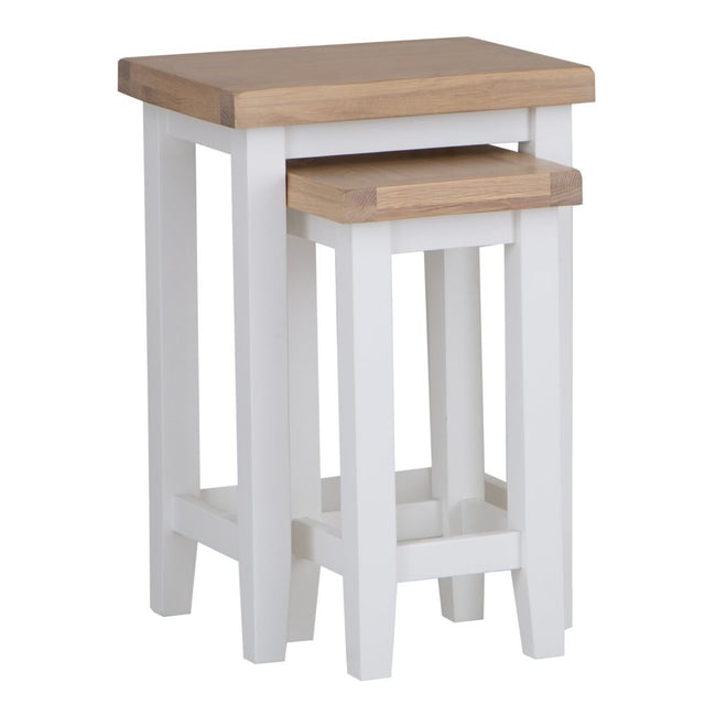 Alexandra Modern Oak Wood Nesting Side Tables Set of 2