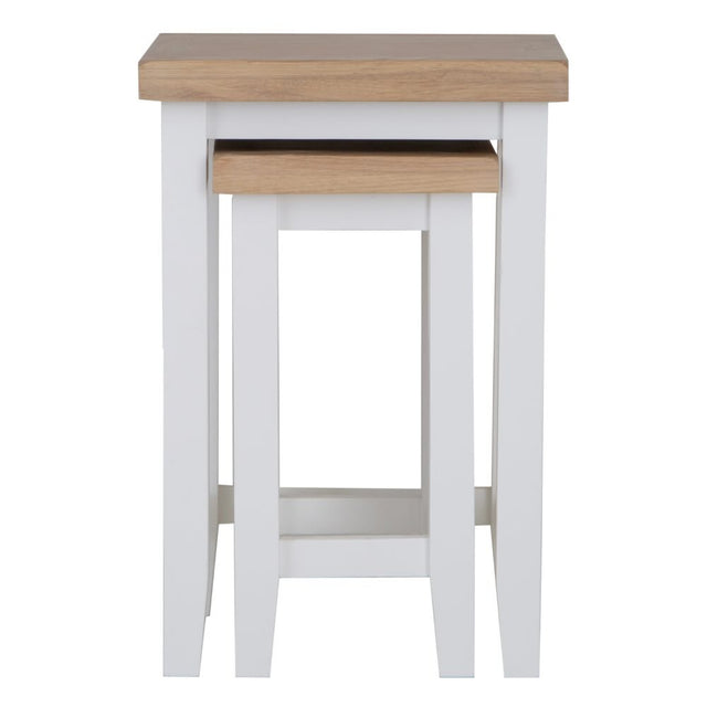 Alexandra Modern Oak Wood Nesting Side Tables Set of 2