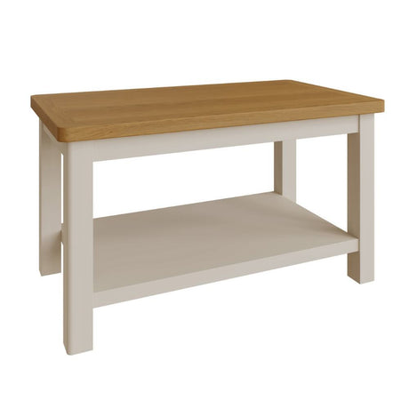 Oliver Rustic Rectangular Oak Wood Coffee Table With Shelf 80m