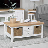 Alexandra Modern Rectangular Oak Wood Coffee Table With Storage 100cm