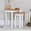 Alexandra Modern Oak Wood Round White Nesting Side Tables Set of 2