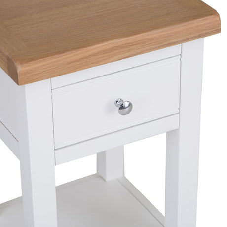 Alexandra Modern Oak Wood Square White Side Table With Drawer