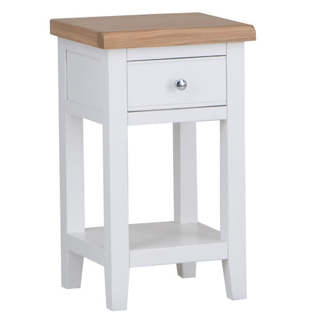 Alexandra Modern Oak Wood Square White Side Table With Drawer