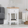 Alexandra Modern Oak Wood Square White Side Table With Drawer