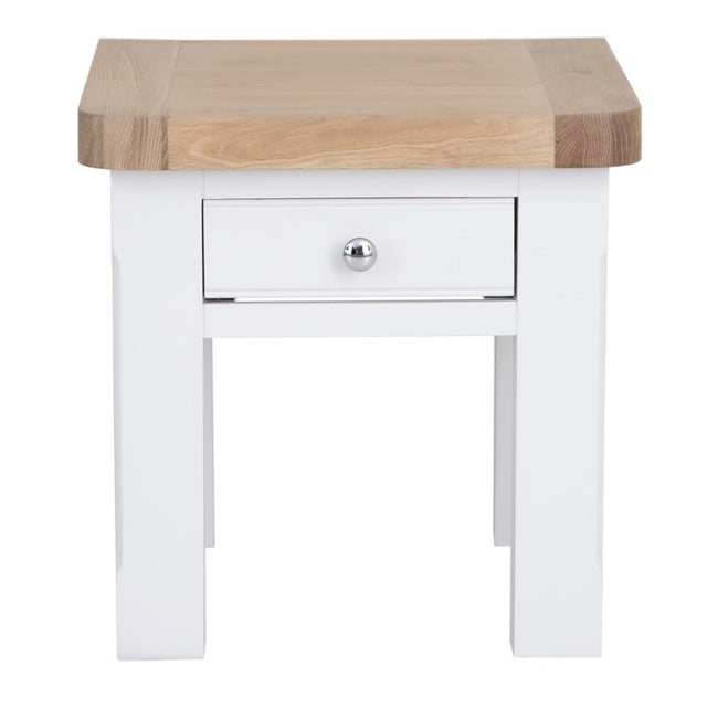 Hazel Modern Oak Wood Square Side Table With Drawer