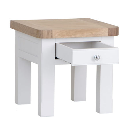 Hazel Modern Oak Wood Square Side Table With Drawer