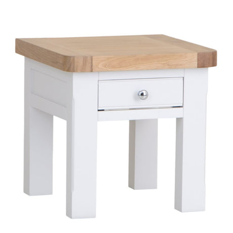 Hazel Modern Oak Wood Square Side Table With Drawer