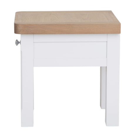 Hazel Modern Oak Wood Square Side Table With Drawer