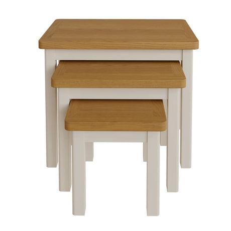 Oliver Modern Oak Wood White Nesting Side Tables Set of 3