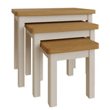 Oliver Modern Oak Wood White Nesting Side Tables Set of 3