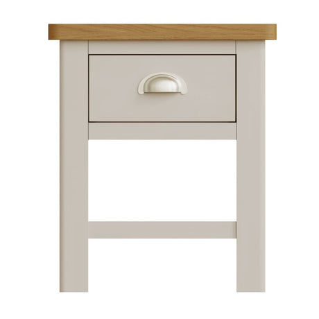 Oliver Modern Oak Wood Square White Side Table With Drawer