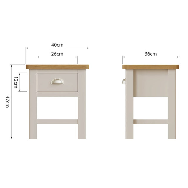 Oliver Modern Oak Wood Square White Side Table With Drawer