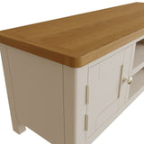 Oliver Classic Oak Wood White TV Stand With Storage