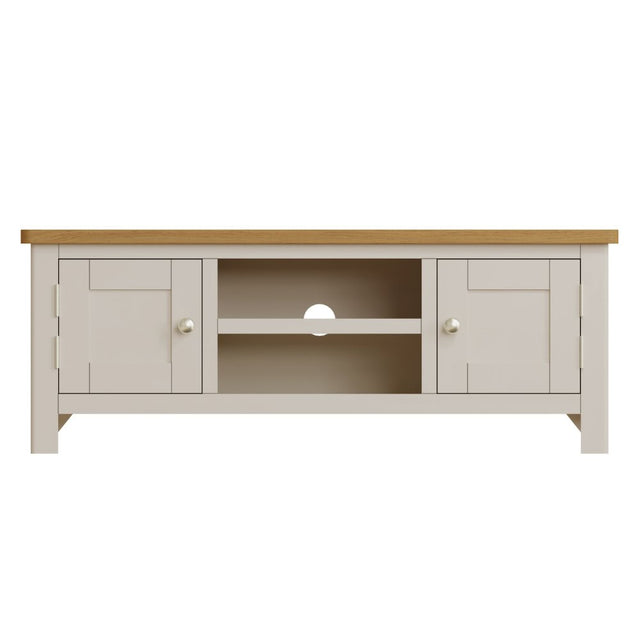 Oliver Classic Oak Wood White TV Stand With Storage